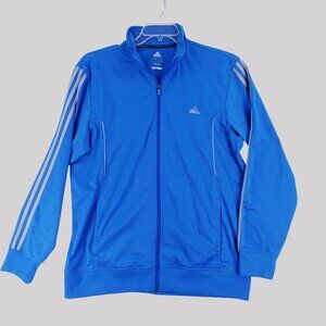 Adidas Blue Full-Zip Climalite Track Jacket With Striped Sleeves Mens XL